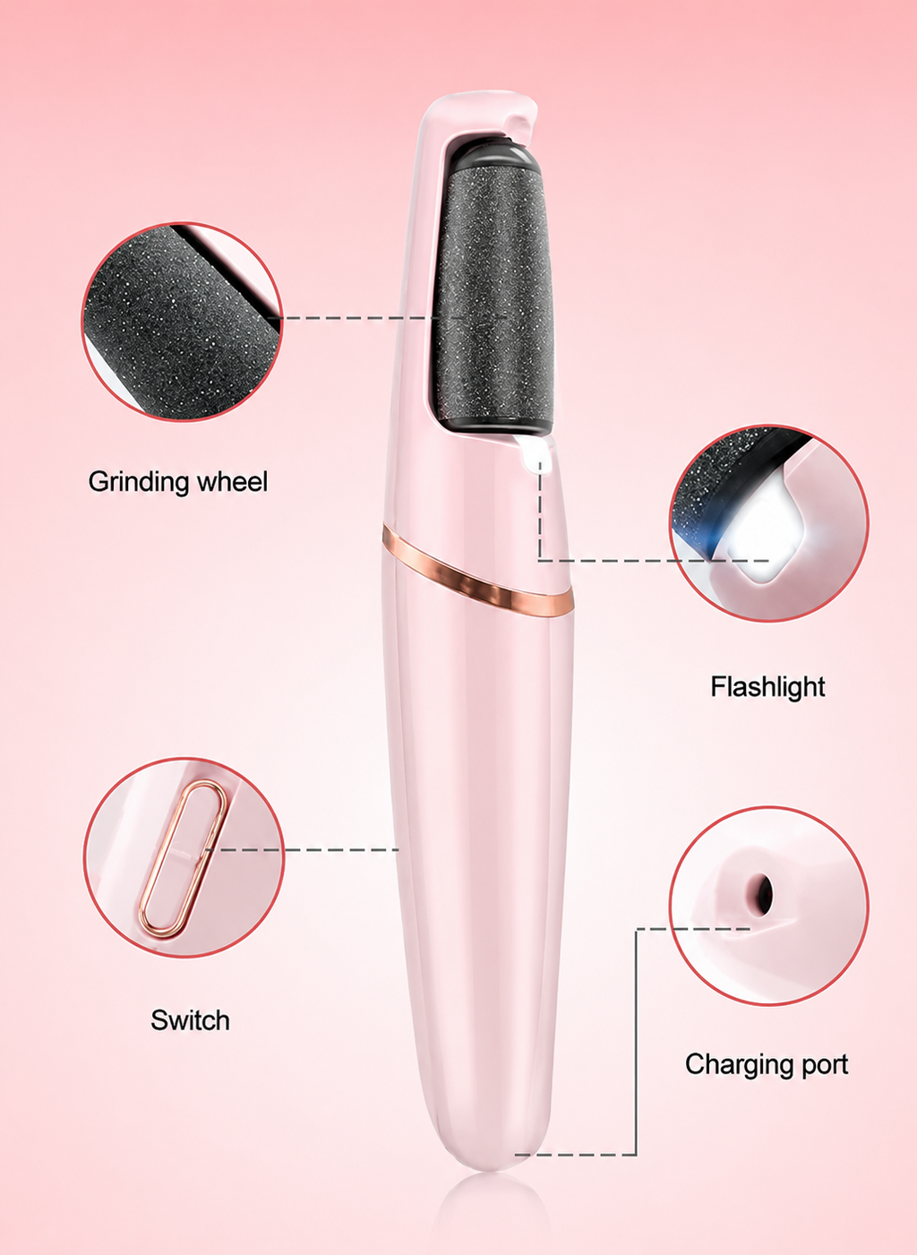 USB Charging Electric Foot Grinder with Dual Grinding Heads and Two Speed Adjustment Options