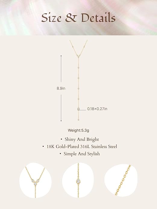 14K Gold Y Necklace Waterproof