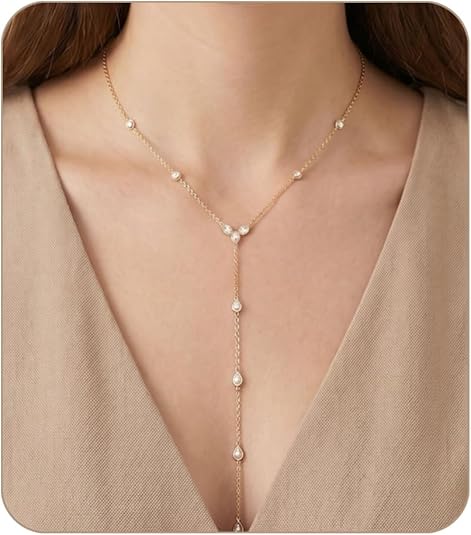 14K Gold Y Necklace Waterproof