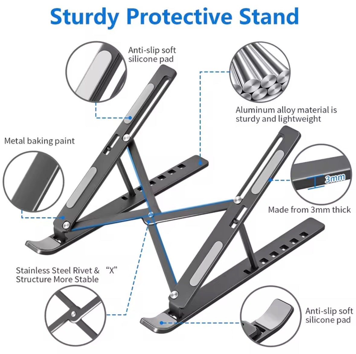 Metal Body Laptop Stand | Creative Folding Storage Bracket | Adjustable Portable Durable