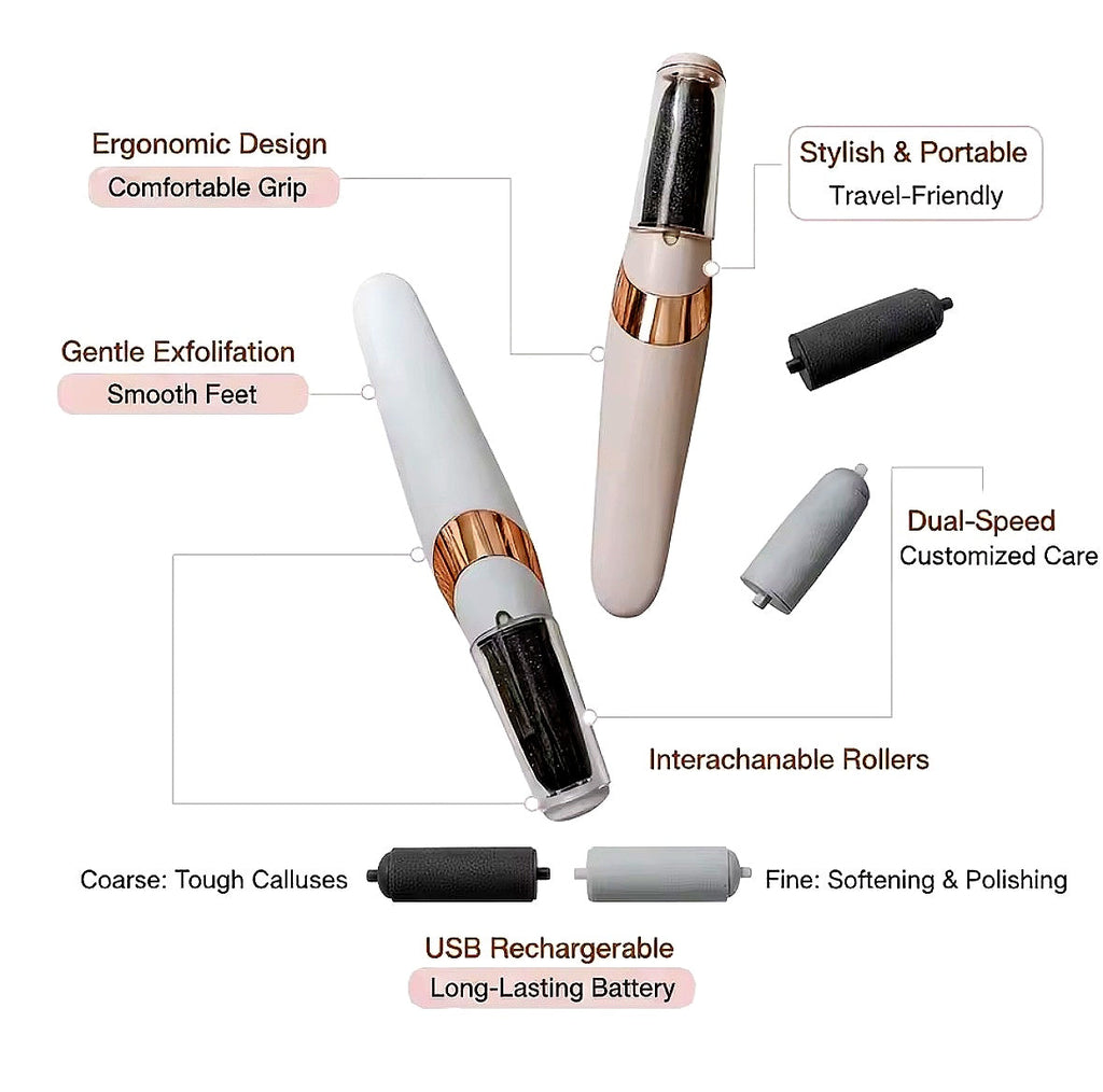 USB Charging Electric Foot Grinder with Dual Grinding Heads and Two Speed Adjustment Options