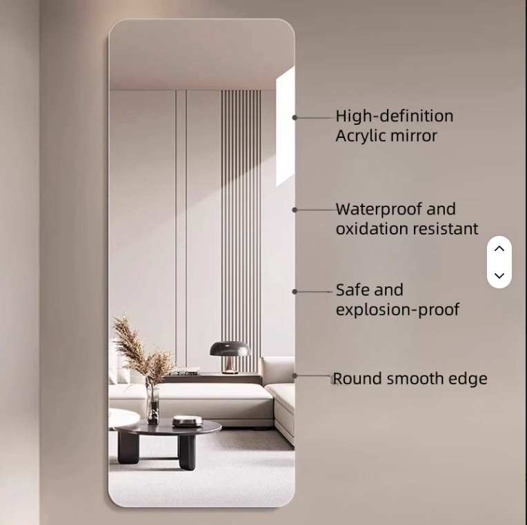 Premium Large Acrylic Mirror Wall Sticker | Self-Adhesive HD Mirror
