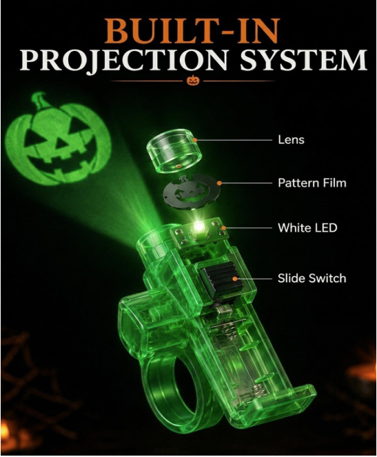 Glow Projection Rings – 5-Piece LED Party Fun for Kids & Adults 5 Rings
