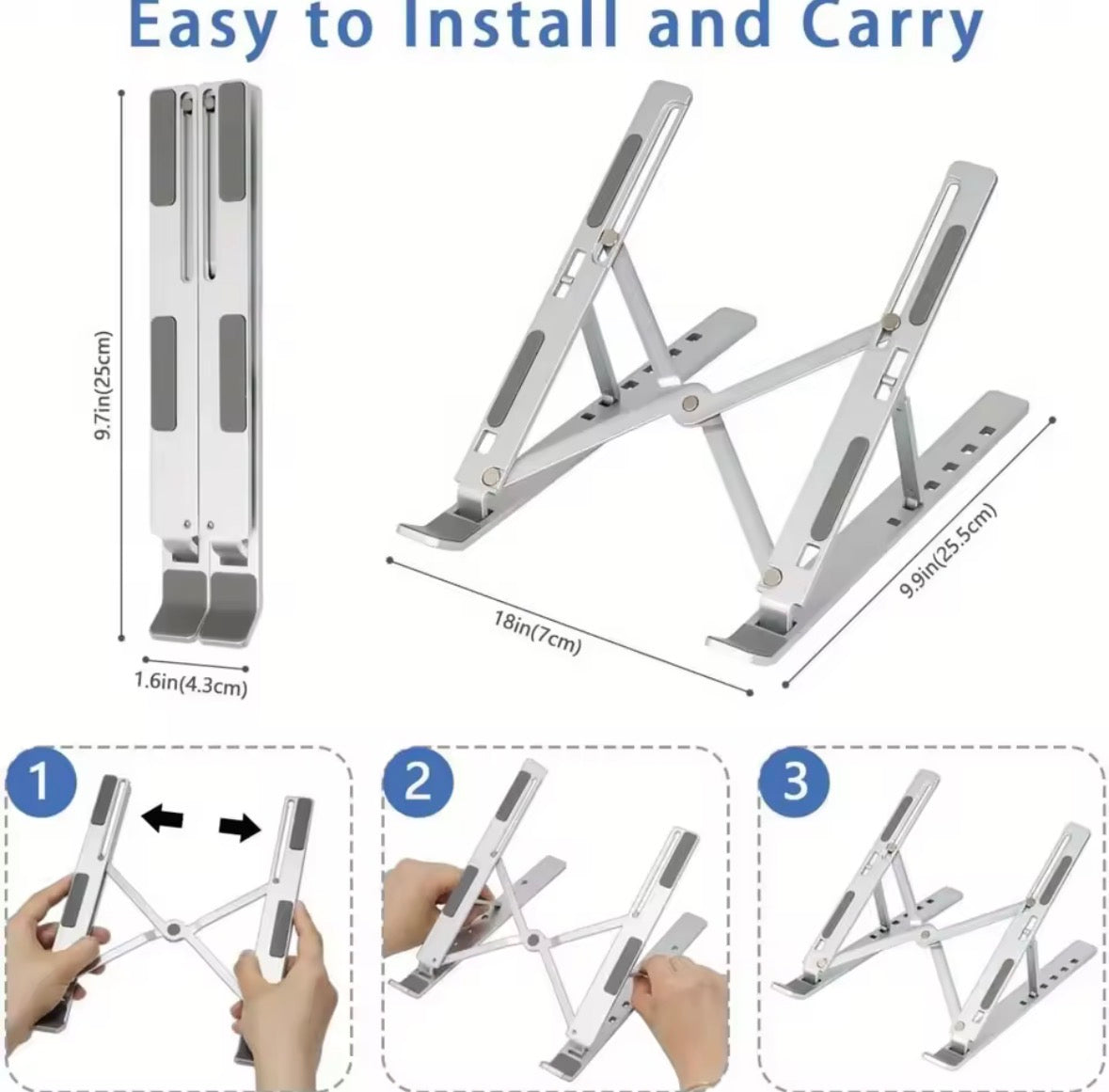 Metal Body Laptop Stand | Creative Folding Storage Bracket | Adjustable Portable Durable
