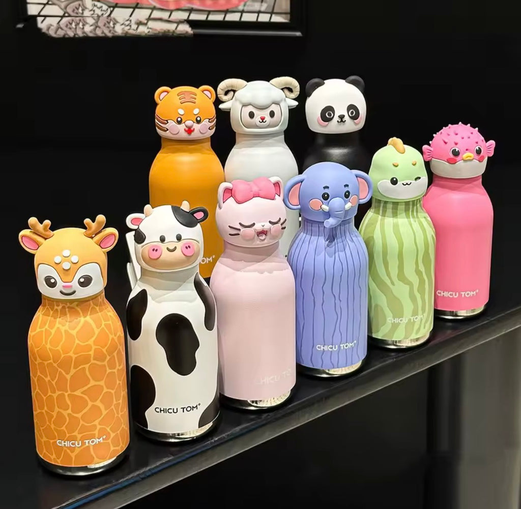 Cute 3D Animal Water Bottle – 304 Stainless Steel Thermal Flask
