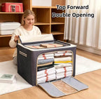 SET OF 3 Steel Frame Foldable Storage Bags Large Capacity Zipper & Clear Window
