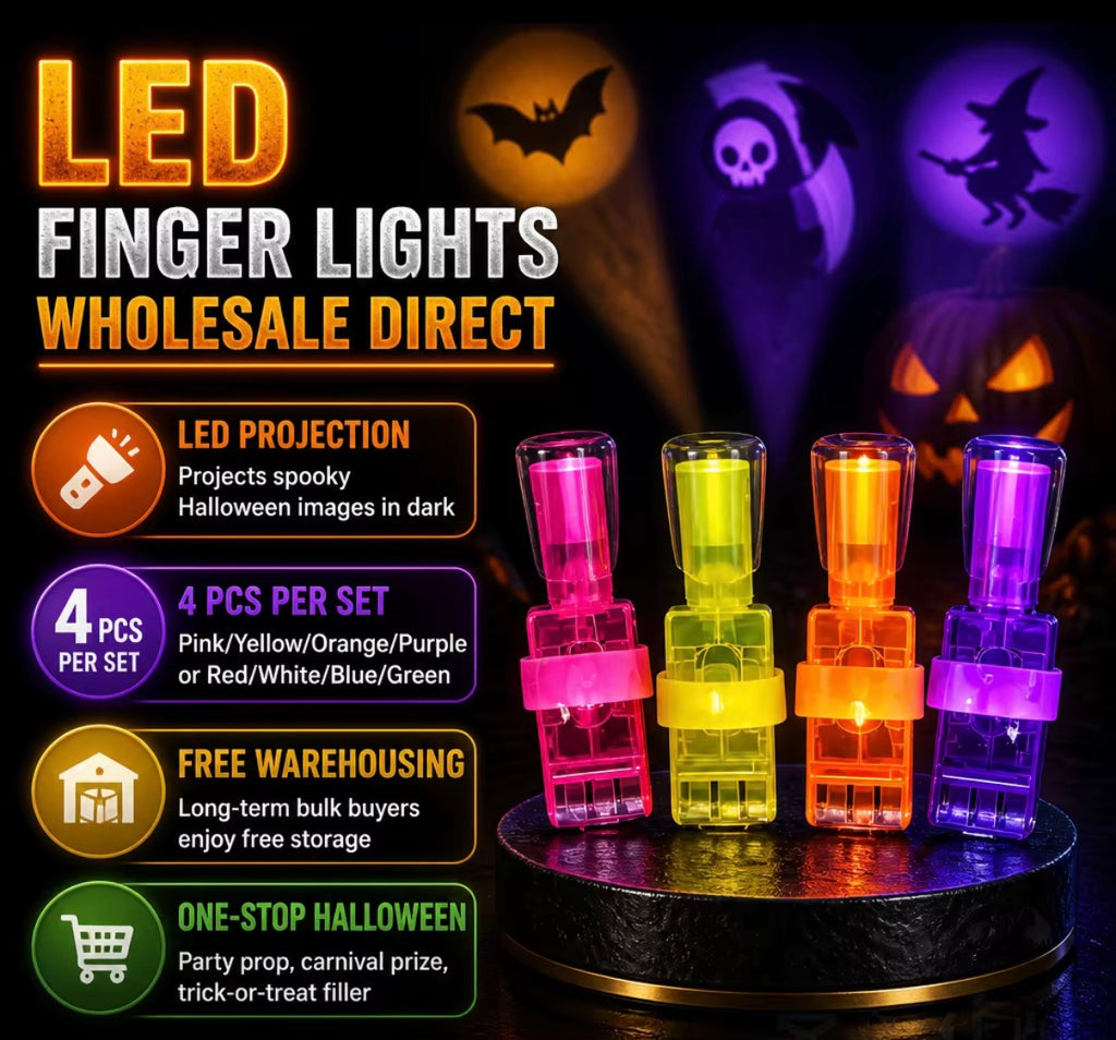 Glow Projection Rings – 5-Piece LED Party Fun for Kids & Adults 5 Rings