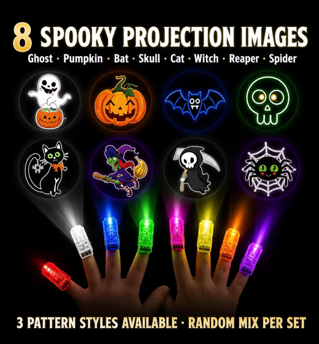 Glow Projection Rings – 5-Piece LED Party Fun for Kids & Adults 5 Rings