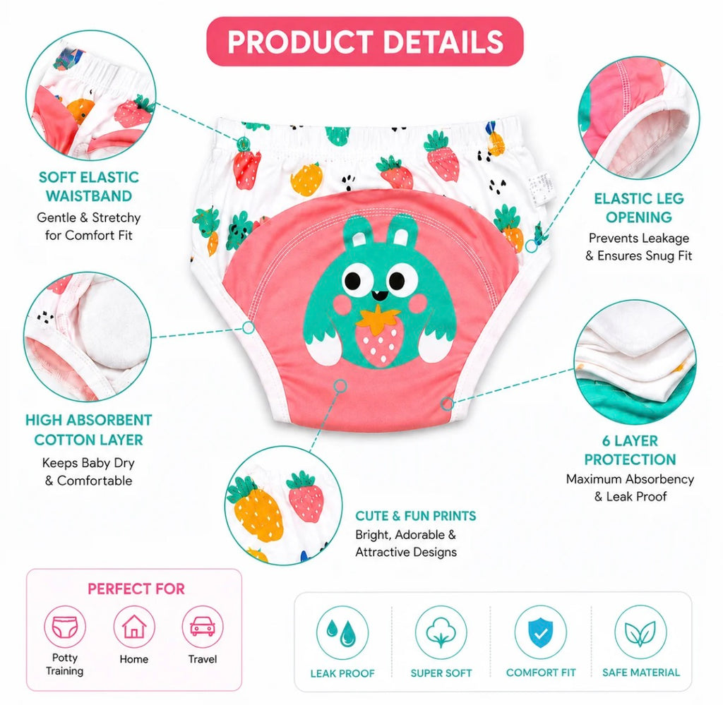 Lifetime Reusable Washable Baby Diapers Pants 3 Layers Soft Cotton