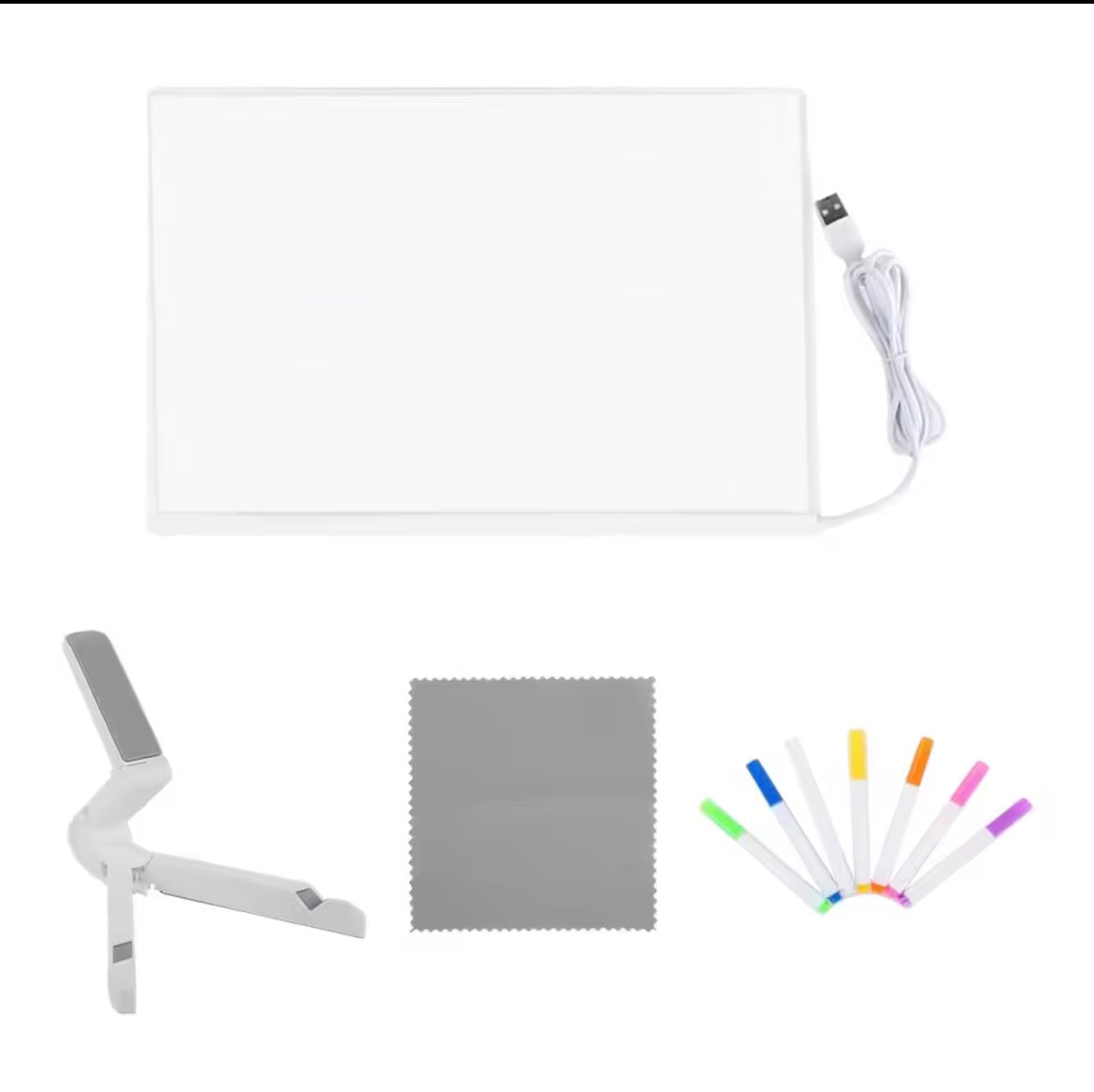 DIY LED Light-Up Writing Board With 7 Marker Acrylic Pad with Stand | Colorful DIY Notes & Erasable Neon Pens
