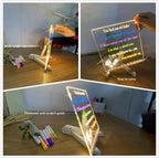 DIY LED Light-Up Writing Board With 7 Marker Acrylic Pad with Stand | Colorful DIY Notes & Erasable Neon Pens
