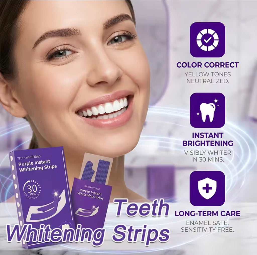 Purple Teeth Whitening Strips| Teeth Bleaching Color Corrector | Remove Stain In 30 Minutes