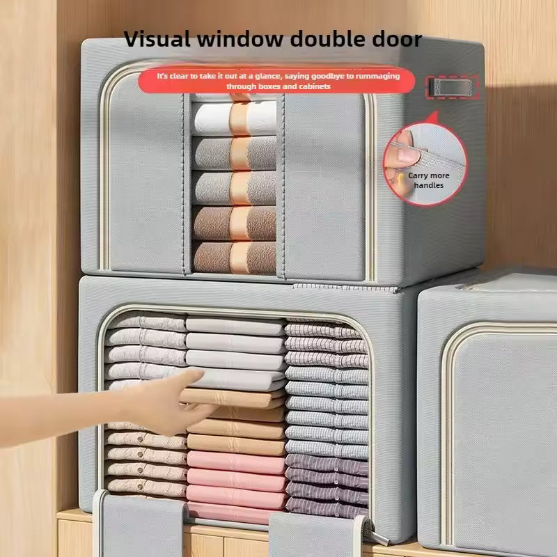 3-Piece Foldable Fabric Storage Bags with Steel Frame