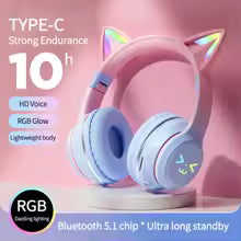 RGB Cat Ear Bluetooth Headphones