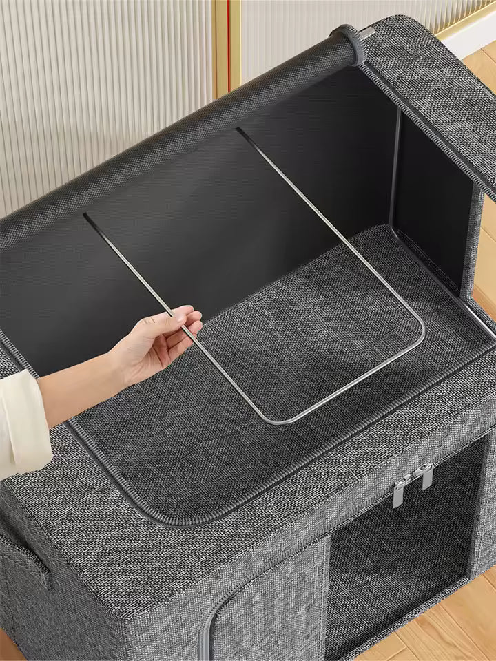 3-Piece Foldable Fabric Storage Bags with Steel Frame