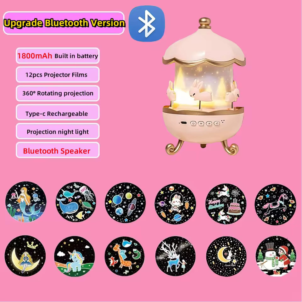 Kid's Projector Night Light for Kids – Rechargeable LED Bedside Lamp