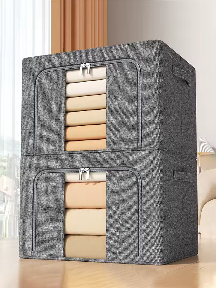 3-Piece Foldable Fabric Storage Bags with Steel Frame