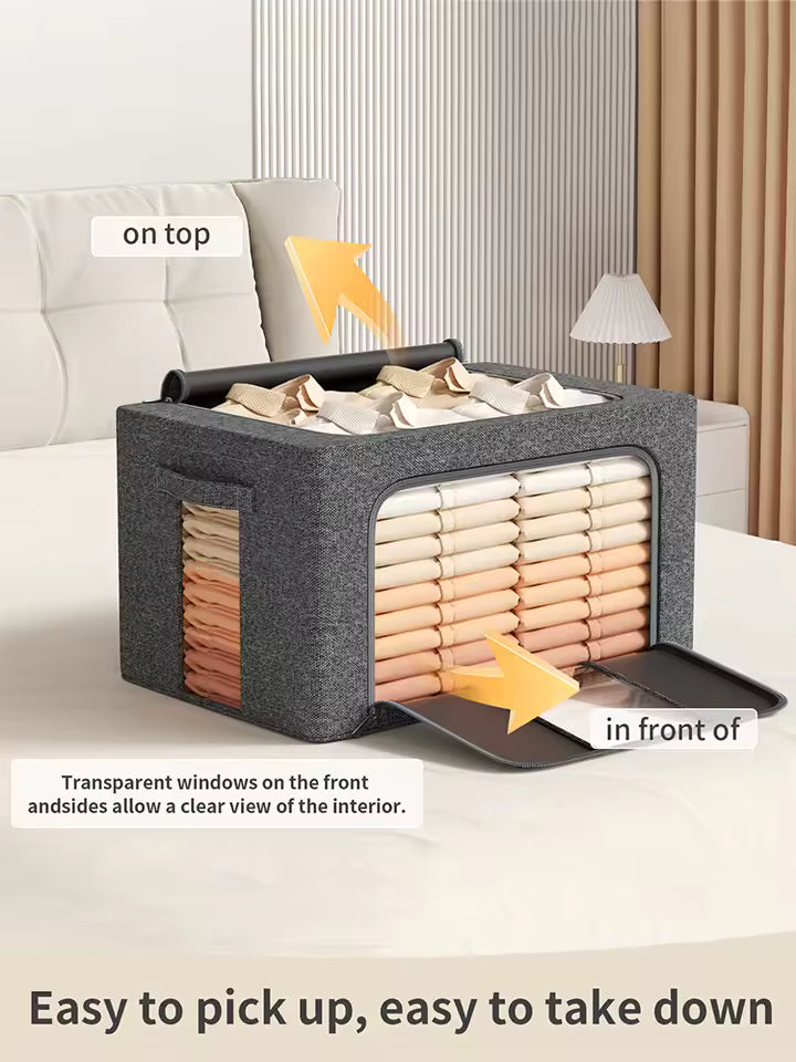 3-Piece Foldable Fabric Storage Bags with Steel Frame