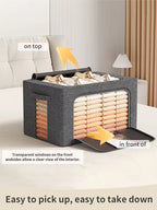 3-Piece Foldable Fabric Storage Bags with Steel Frame