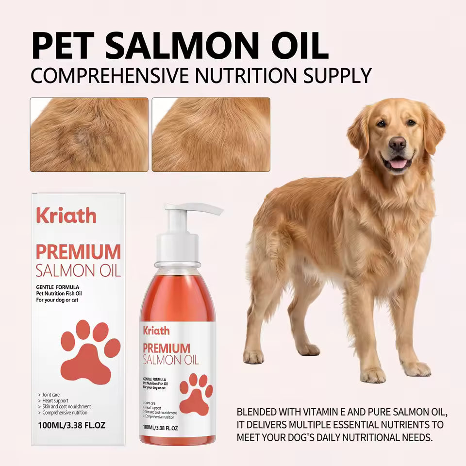 Natural Salmon Fish Oil for Dogs & Cats | Omega 3, 6 & 9 Daily Health Supplement