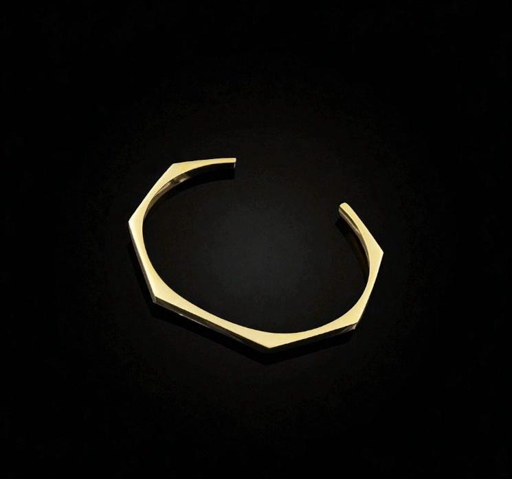 Stainless Steel Hexagon Adjustable Cuff Bangle 2 Sets