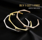 Stainless Steel Hexagon Adjustable Cuff Bangle 2 Sets